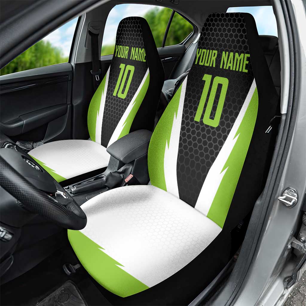 Personalized Custom Bass Fishing Car Seat Cover Jumping Fish Graphic and Green Black Honeycomb - Wonder Print Shop