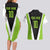 Personalized Custom Bass Fishing Couples Matching Long Sleeve Bodycon Dress and Hawaiian Shirt Jumping Fish Graphic and Green Black Honeycomb - Wonder Print Shop