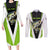 Personalized Custom Bass Fishing Couples Matching Long Sleeve Bodycon Dress and Long Sleeve Button Shirt Jumping Fish Graphic and Green Black Honeycomb - Wonder Print Shop
