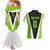 Personalized Custom Bass Fishing Couples Matching Mermaid Dress and Hawaiian Shirt Jumping Fish Graphic and Green Black Honeycomb - Wonder Print Shop