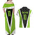 Personalized Custom Bass Fishing Couples Matching Off Shoulder Maxi Dress and Hawaiian Shirt Jumping Fish Graphic and Green Black Honeycomb - Wonder Print Shop
