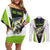 Personalized Custom Bass Fishing Couples Matching Off Shoulder Short Dress and Long Sleeve Button Shirt Jumping Fish Graphic and Green Black Honeycomb - Wonder Print Shop