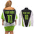 Personalized Custom Bass Fishing Couples Matching Off Shoulder Short Dress and Long Sleeve Button Shirt Jumping Fish Graphic and Green Black Honeycomb - Wonder Print Shop