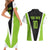 Personalized Custom Bass Fishing Couples Matching Short Sleeve Bodycon Dress and Hawaiian Shirt Jumping Fish Graphic and Green Black Honeycomb - Wonder Print Shop