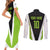 Personalized Custom Bass Fishing Couples Matching Short Sleeve Bodycon Dress and Long Sleeve Button Shirt Jumping Fish Graphic and Green Black Honeycomb - Wonder Print Shop