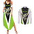 Personalized Custom Bass Fishing Couples Matching Summer Maxi Dress and Long Sleeve Button Shirt Jumping Fish Graphic and Green Black Honeycomb - Wonder Print Shop