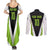 Personalized Custom Bass Fishing Couples Matching Summer Maxi Dress and Long Sleeve Button Shirt Jumping Fish Graphic and Green Black Honeycomb - Wonder Print Shop