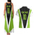 Personalized Custom Bass Fishing Couples Matching Tank Maxi Dress and Hawaiian Shirt Jumping Fish Graphic and Green Black Honeycomb - Wonder Print Shop