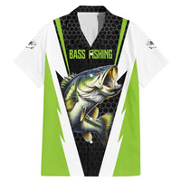 Personalized Custom Bass Fishing Family Matching Mermaid Dress and Hawaiian Shirt Jumping Fish Graphic and Green Black Honeycomb - Wonder Print Shop