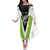 Personalized Custom Bass Fishing Family Matching Off The Shoulder Long Sleeve Dress and Hawaiian Shirt Jumping Fish Graphic and Green Black Honeycomb - Wonder Print Shop