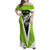 Personalized Custom Bass Fishing Family Matching Off Shoulder Maxi Dress and Hawaiian Shirt Jumping Fish Graphic and Green Black Honeycomb - Wonder Print Shop