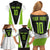 Personalized Custom Bass Fishing Family Matching Off Shoulder Short Dress and Hawaiian Shirt Jumping Fish Graphic and Green Black Honeycomb - Wonder Print Shop