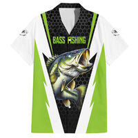 Personalized Custom Bass Fishing Family Matching Puletasi and Hawaiian Shirt Jumping Fish Graphic and Green Black Honeycomb - Wonder Print Shop