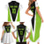 Personalized Custom Bass Fishing Family Matching Short Sleeve Bodycon Dress and Hawaiian Shirt Jumping Fish Graphic and Green Black Honeycomb - Wonder Print Shop