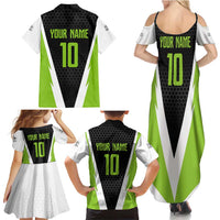 Personalized Custom Bass Fishing Family Matching Summer Maxi Dress and Hawaiian Shirt Jumping Fish Graphic and Green Black Honeycomb - Wonder Print Shop
