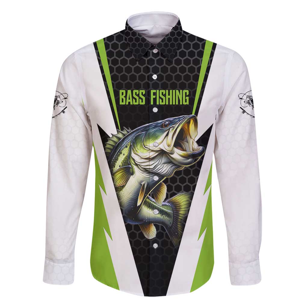 Personalized Custom Bass Fishing Family Matching Summer Maxi Dress and Hawaiian Shirt Jumping Fish Graphic and Green Black Honeycomb - Wonder Print Shop