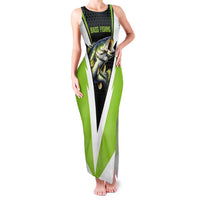 Personalized Custom Bass Fishing Family Matching Tank Maxi Dress and Hawaiian Shirt Jumping Fish Graphic and Green Black Honeycomb - Wonder Print Shop