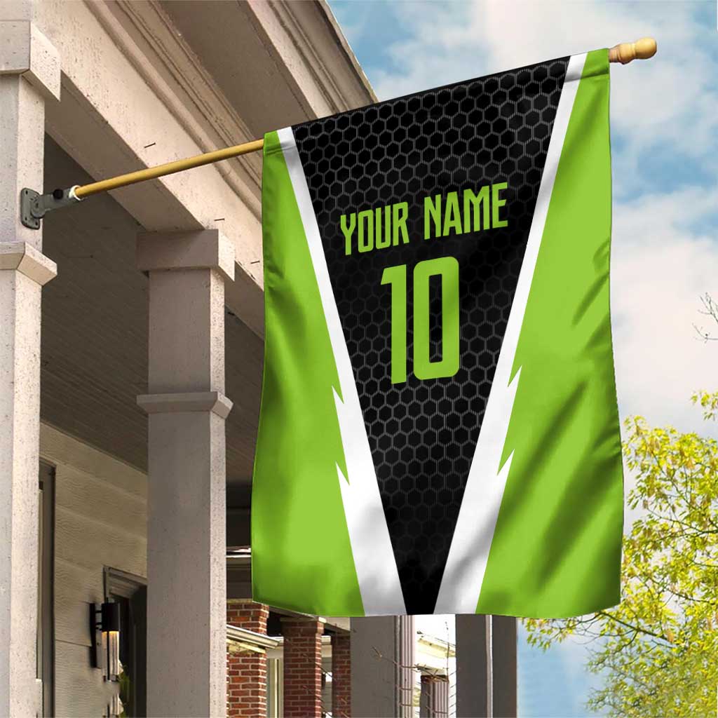 Personalized Custom Bass Fishing Garden Flag Jumping Fish Graphic and Green Black Honeycomb - Wonder Print Shop