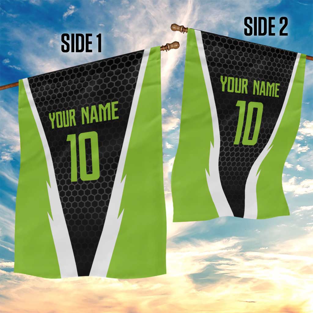 Personalized Custom Bass Fishing Garden Flag Jumping Fish Graphic and Green Black Honeycomb - Wonder Print Shop