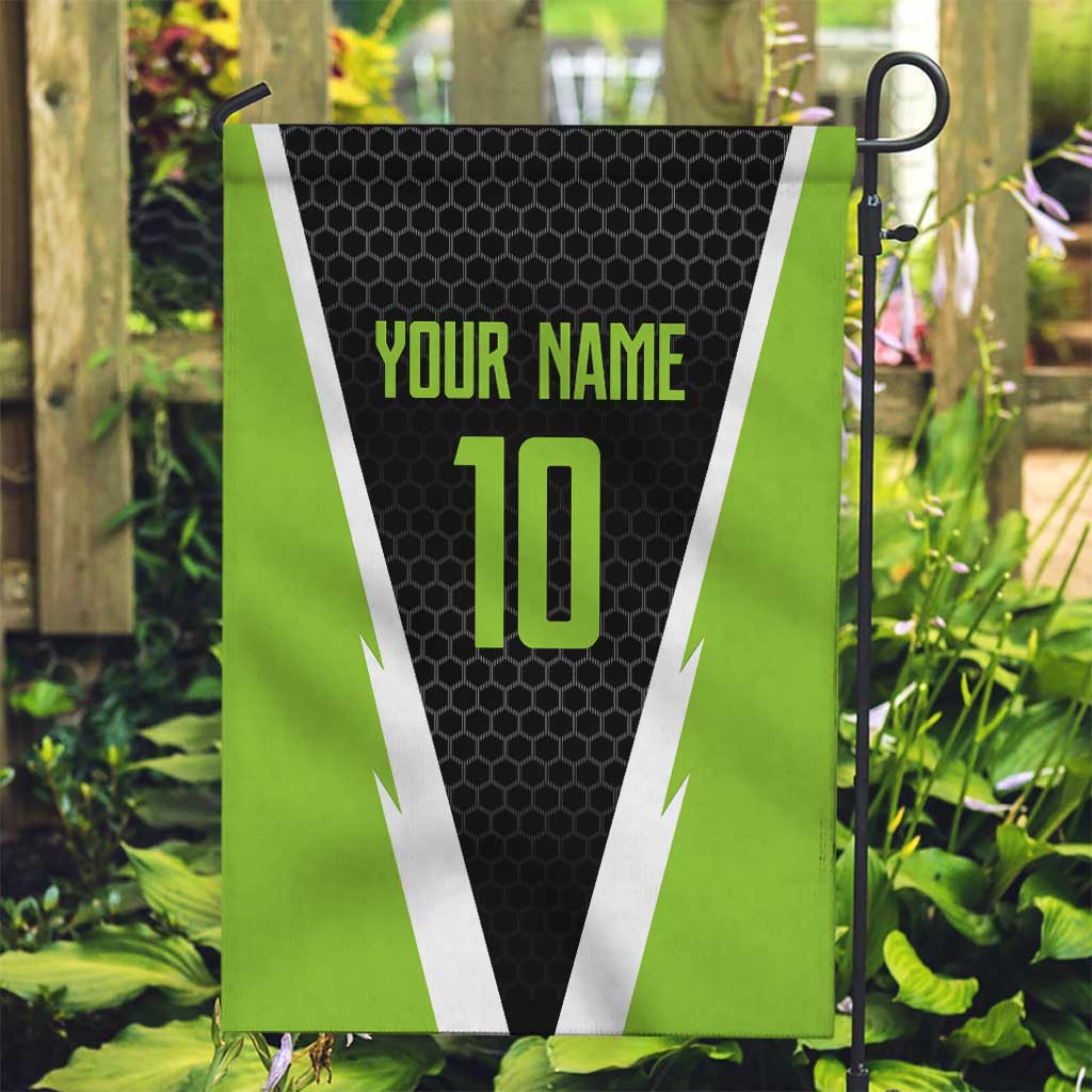 Personalized Custom Bass Fishing Garden Flag Jumping Fish Graphic and Green Black Honeycomb - Wonder Print Shop