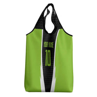 Personalized Custom Bass Fishing Grocery Bag Jumping Fish Graphic and Green Black Honeycomb - Wonder Print Shop