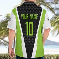 Personalized Custom Bass Fishing Hawaiian Shirt Jumping Fish Graphic and Green Black Honeycomb - Wonder Print Shop