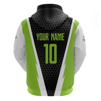 Personalized Custom Bass Fishing Hoodie Jumping Fish Graphic and Green Black Honeycomb - Wonder Print Shop