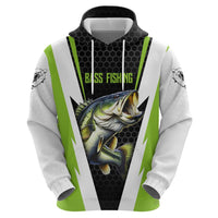 Personalized Custom Bass Fishing Hoodie Jumping Fish Graphic and Green Black Honeycomb - Wonder Print Shop
