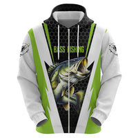 Personalized Custom Bass Fishing Hoodie Jumping Fish Graphic and Green Black Honeycomb - Wonder Print Shop