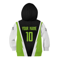 Personalized Custom Bass Fishing Kid Hoodie Jumping Fish Graphic and Green Black Honeycomb - Wonder Print Shop