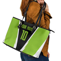 Personalized Custom Bass Fishing Leather Tote Bag Jumping Fish Graphic and Green Black Honeycomb - Wonder Print Shop