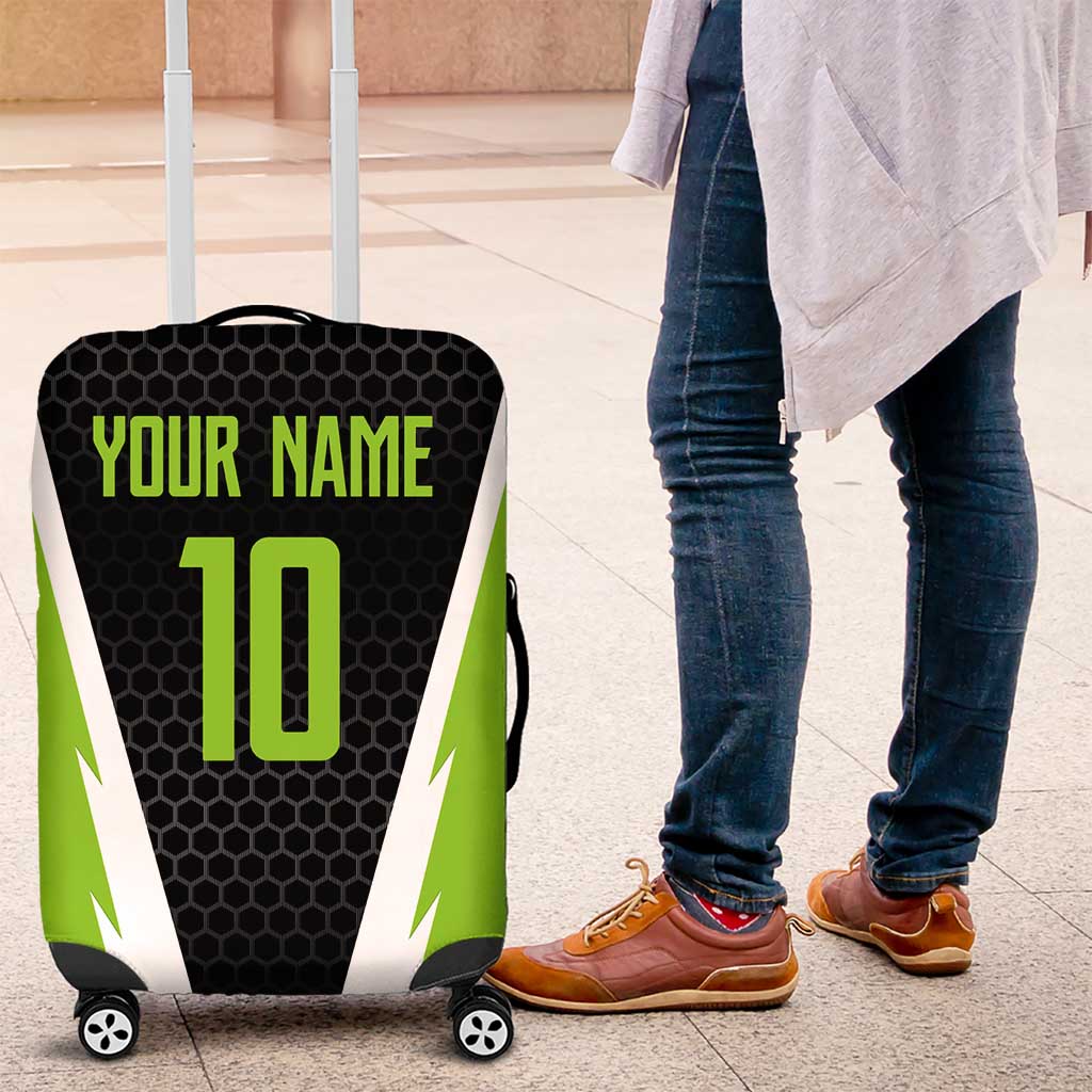 Personalized Custom Bass Fishing Luggage Cover Jumping Fish Graphic and Green Black Honeycomb - Wonder Print Shop