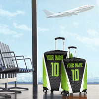 Personalized Custom Bass Fishing Luggage Cover Jumping Fish Graphic and Green Black Honeycomb - Wonder Print Shop