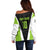 Personalized Custom Bass Fishing Off Shoulder Sweater Jumping Fish Graphic and Green Black Honeycomb - Wonder Print Shop