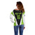 Personalized Custom Bass Fishing Off Shoulder Sweater Jumping Fish Graphic and Green Black Honeycomb - Wonder Print Shop