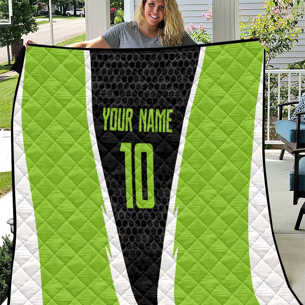 Personalized Custom Bass Fishing Quilt Jumping Fish Graphic and Green Black Honeycomb - Wonder Print Shop