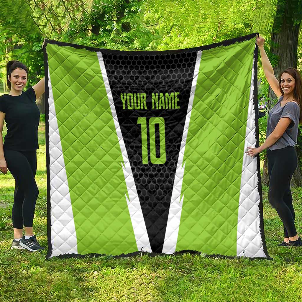 Personalized Custom Bass Fishing Quilt Jumping Fish Graphic and Green Black Honeycomb - Wonder Print Shop