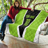Personalized Custom Bass Fishing Quilt Jumping Fish Graphic and Green Black Honeycomb - Wonder Print Shop