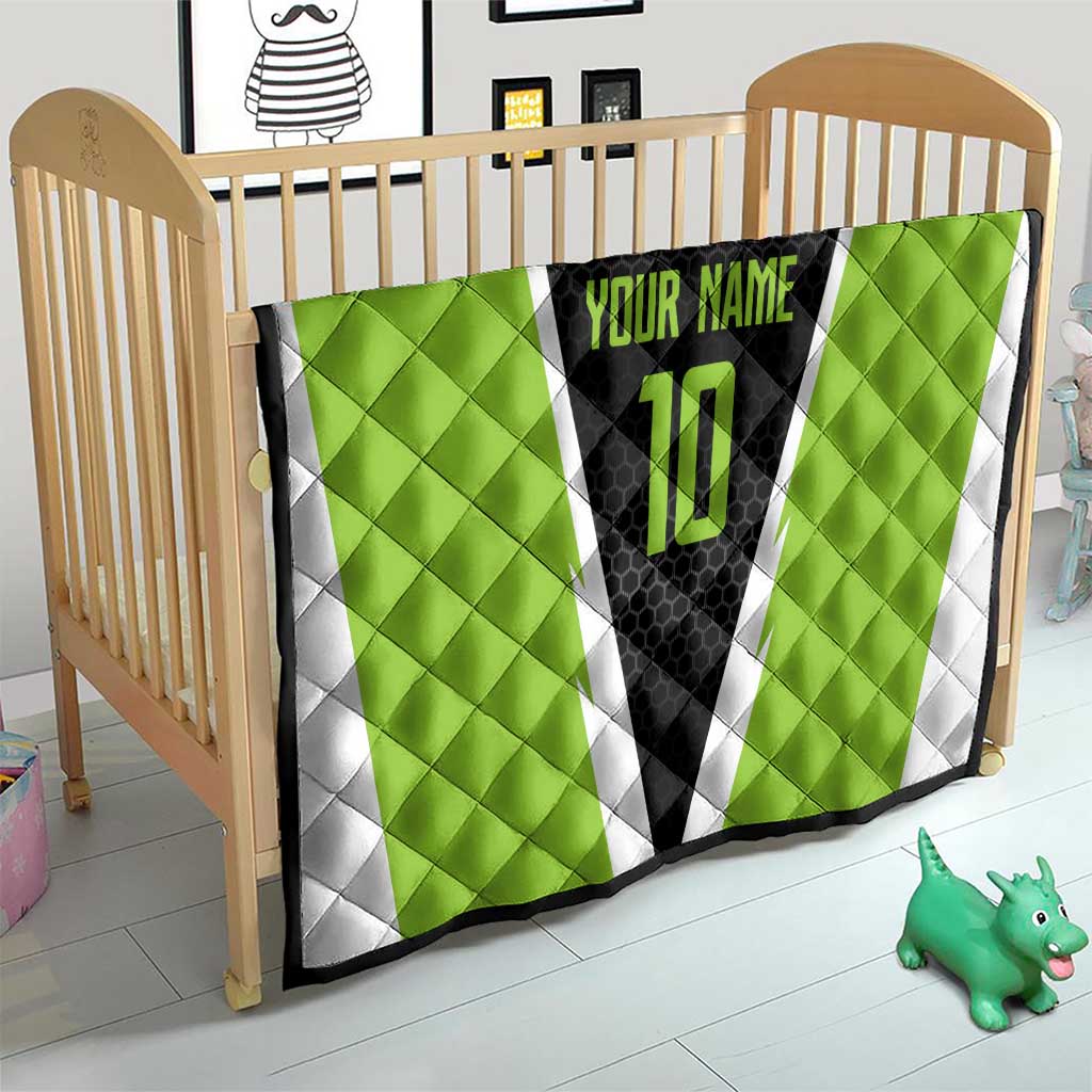 Personalized Custom Bass Fishing Quilt Jumping Fish Graphic and Green Black Honeycomb - Wonder Print Shop