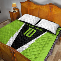 Personalized Custom Bass Fishing Quilt Bed Set Jumping Fish Graphic and Green Black Honeycomb - Wonder Print Shop