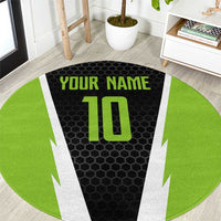 Personalized Custom Bass Fishing Round Carpet Jumping Fish Graphic and Green Black Honeycomb - Wonder Print Shop