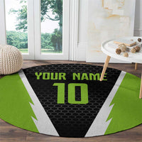 Personalized Custom Bass Fishing Round Carpet Jumping Fish Graphic and Green Black Honeycomb - Wonder Print Shop