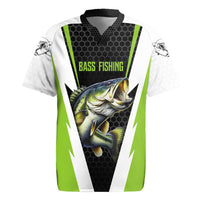 Personalized Custom Bass Fishing Rugby Jersey Jumping Fish Graphic and Green Black Honeycomb - Wonder Print Shop