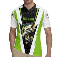 Personalized Custom Bass Fishing Rugby Jersey Jumping Fish Graphic and Green Black Honeycomb - Wonder Print Shop