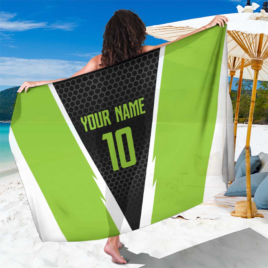 Personalized Custom Bass Fishing Sarong Jumping Fish Graphic and Green Black Honeycomb - Wonder Print Shop