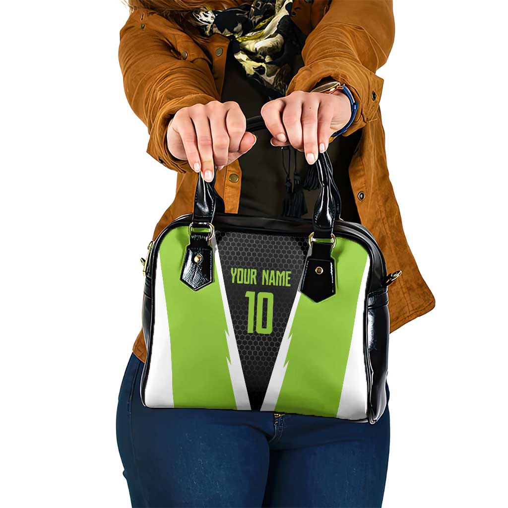 Personalized Custom Bass Fishing Shoulder Handbag Jumping Fish Graphic and Green Black Honeycomb - Wonder Print Shop