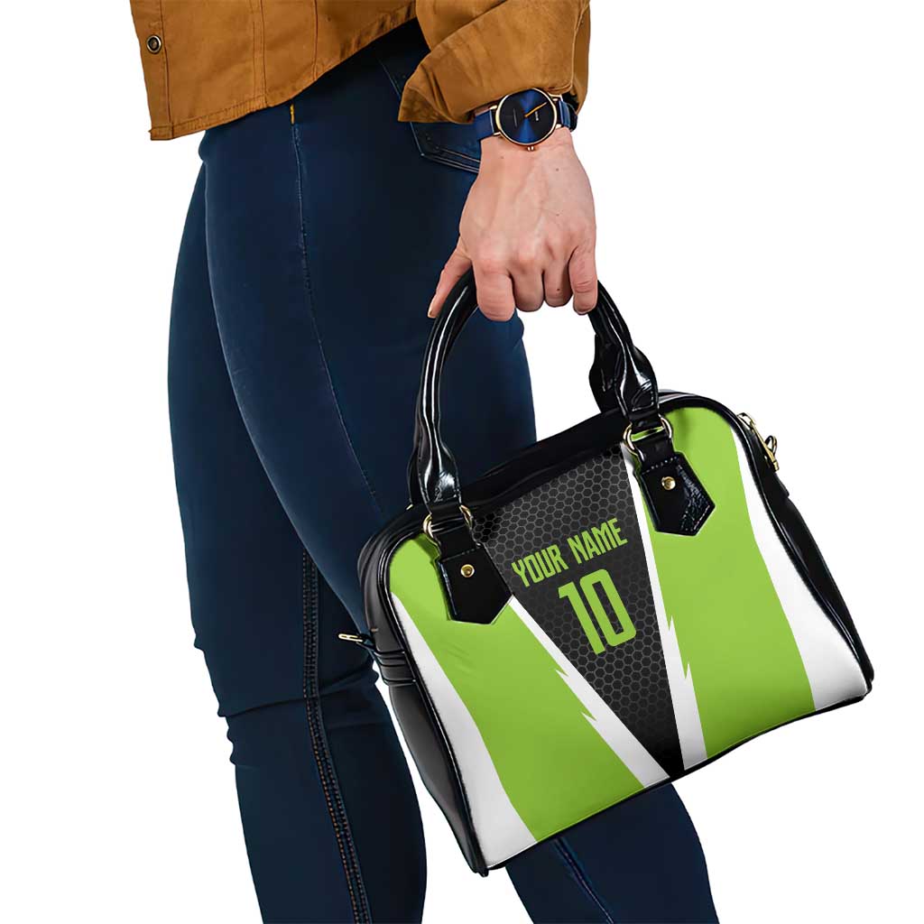 Personalized Custom Bass Fishing Shoulder Handbag Jumping Fish Graphic and Green Black Honeycomb - Wonder Print Shop