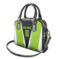 Personalized Custom Bass Fishing Shoulder Handbag Jumping Fish Graphic and Green Black Honeycomb - Wonder Print Shop