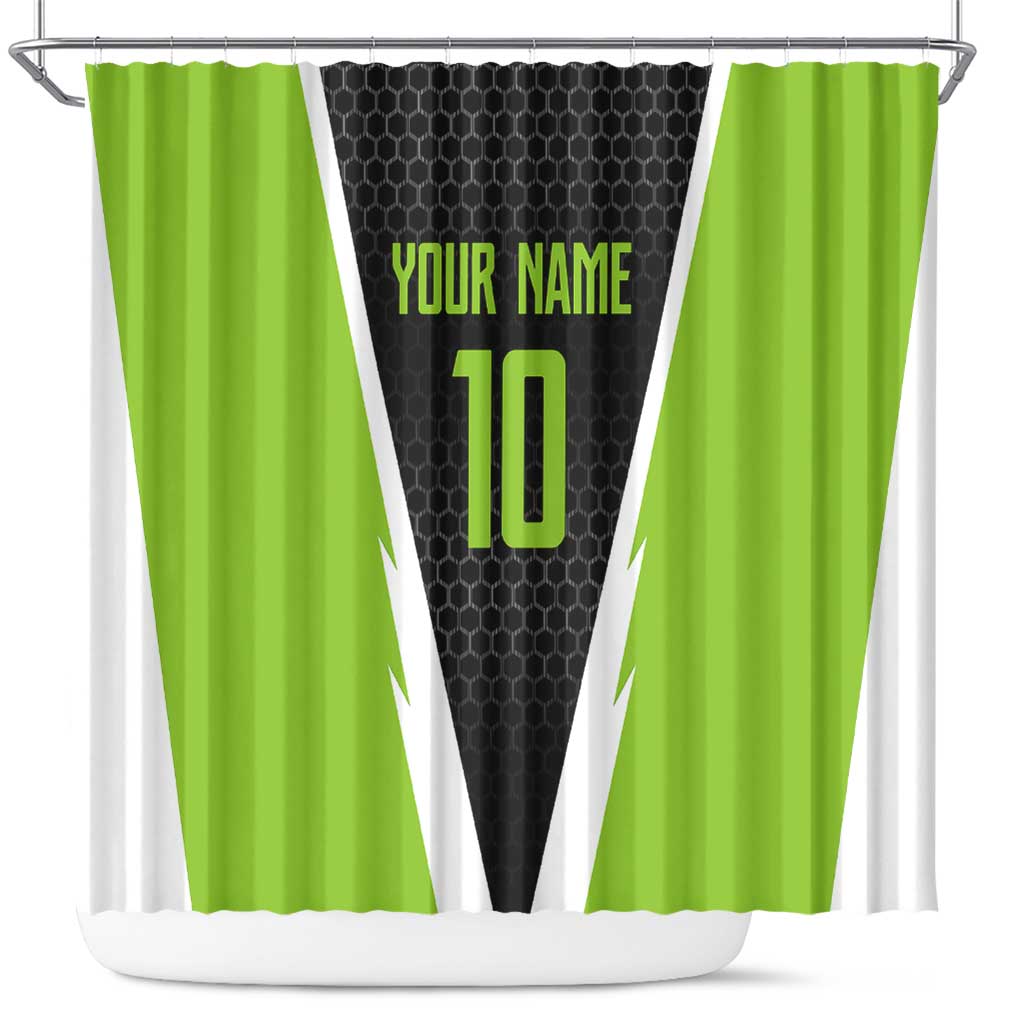 Personalized Custom Bass Fishing Shower Curtain Jumping Fish Graphic and Green Black Honeycomb - Wonder Print Shop