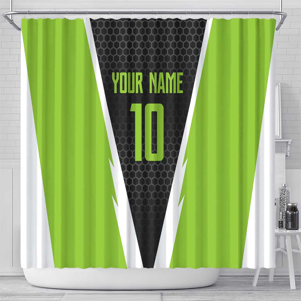 Personalized Custom Bass Fishing Shower Curtain Jumping Fish Graphic and Green Black Honeycomb - Wonder Print Shop